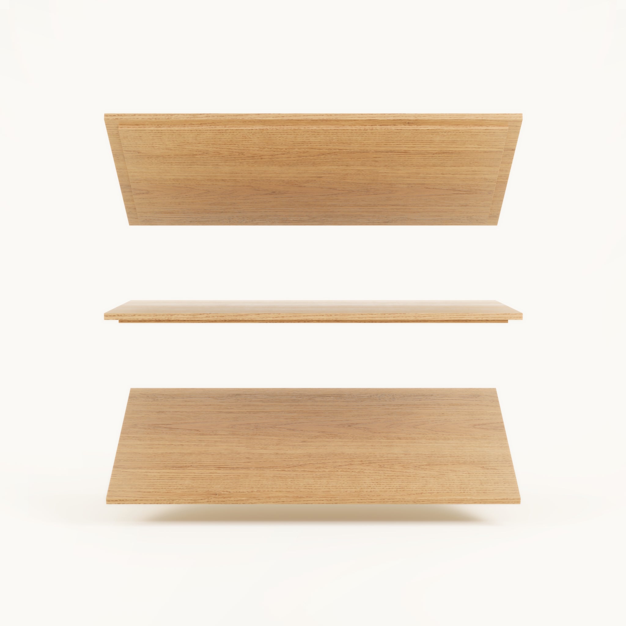 Underside view of Kassen lid module showing recessed lip for secure nested fit within modular oak storage boxes