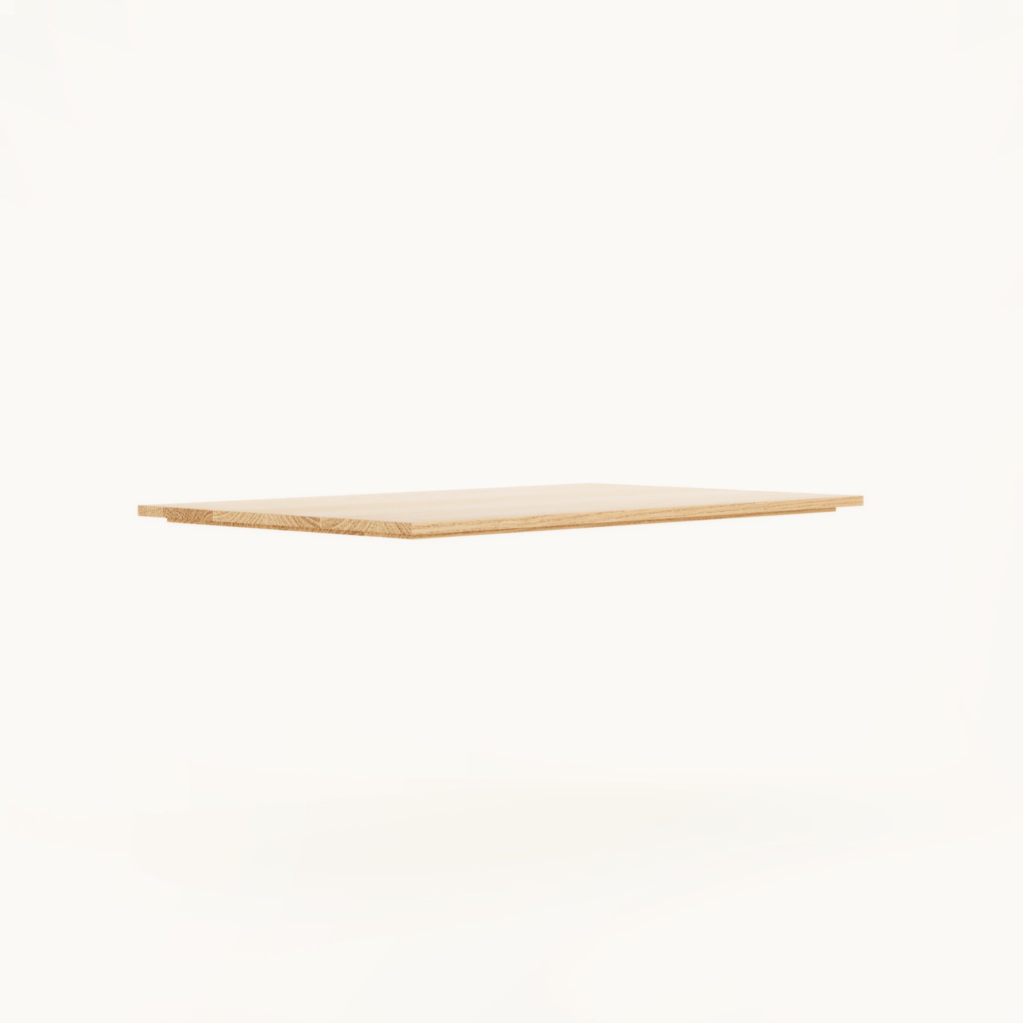 Angled profile view of Kassen solid oak lid module with precision joinery and seamless edge detail