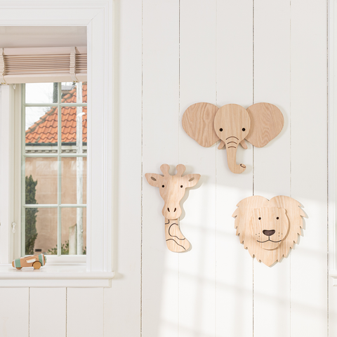 Wood Safari Wall Decor – (Lion, Elephant & Giraffe)