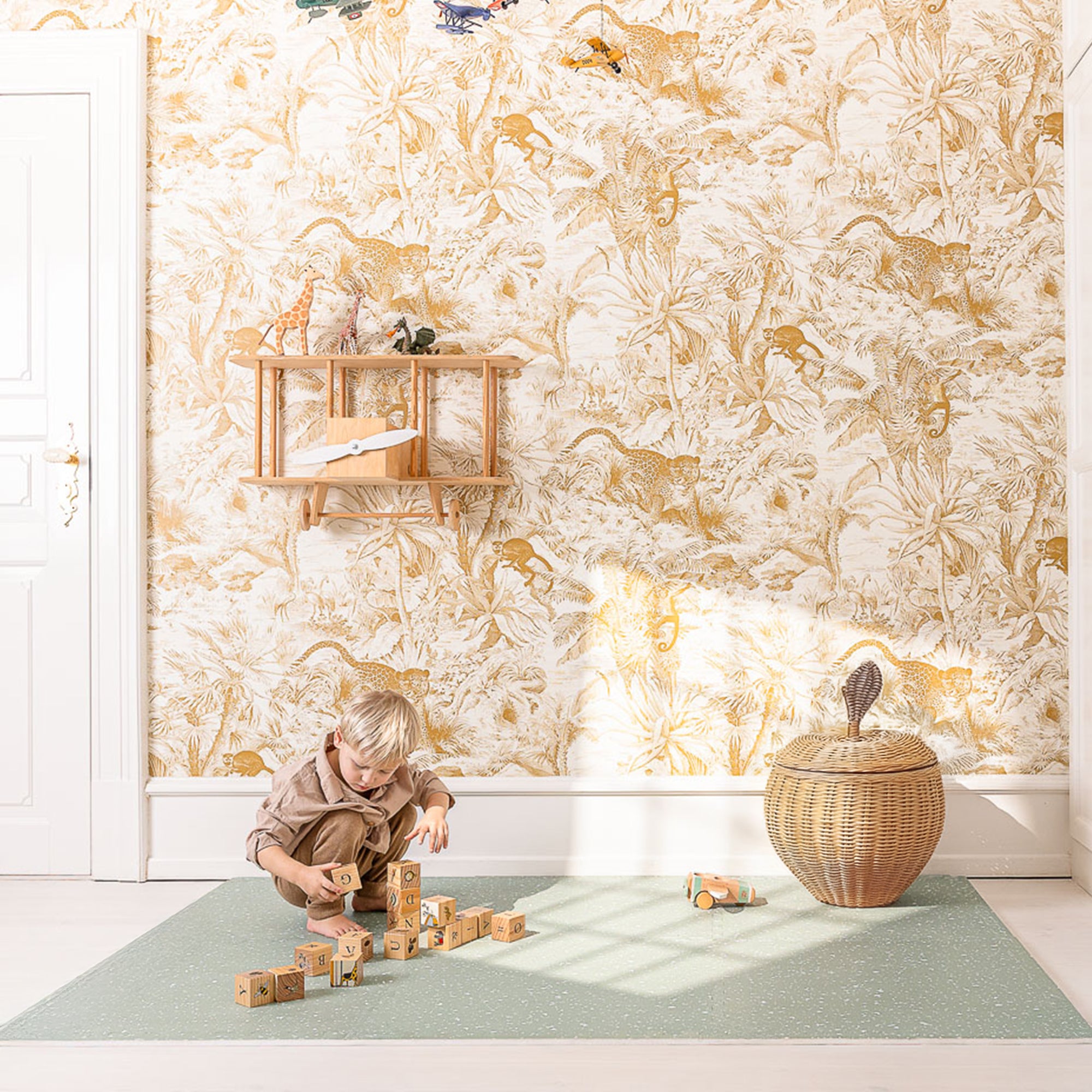 Kids Play Mat - Non-Toxic Foam - Terrazzo Moss Green | Copenhagen Kid